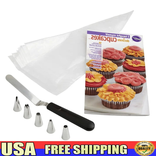 XMSJCake Tools Cupcake Decorating Book Set Spatula Tips