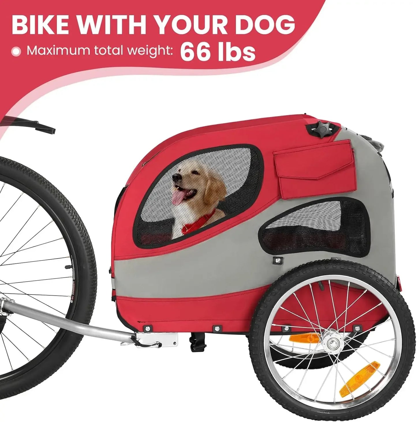 XMSJ Dog Bike Trailer Foldable Quick Release for Pets