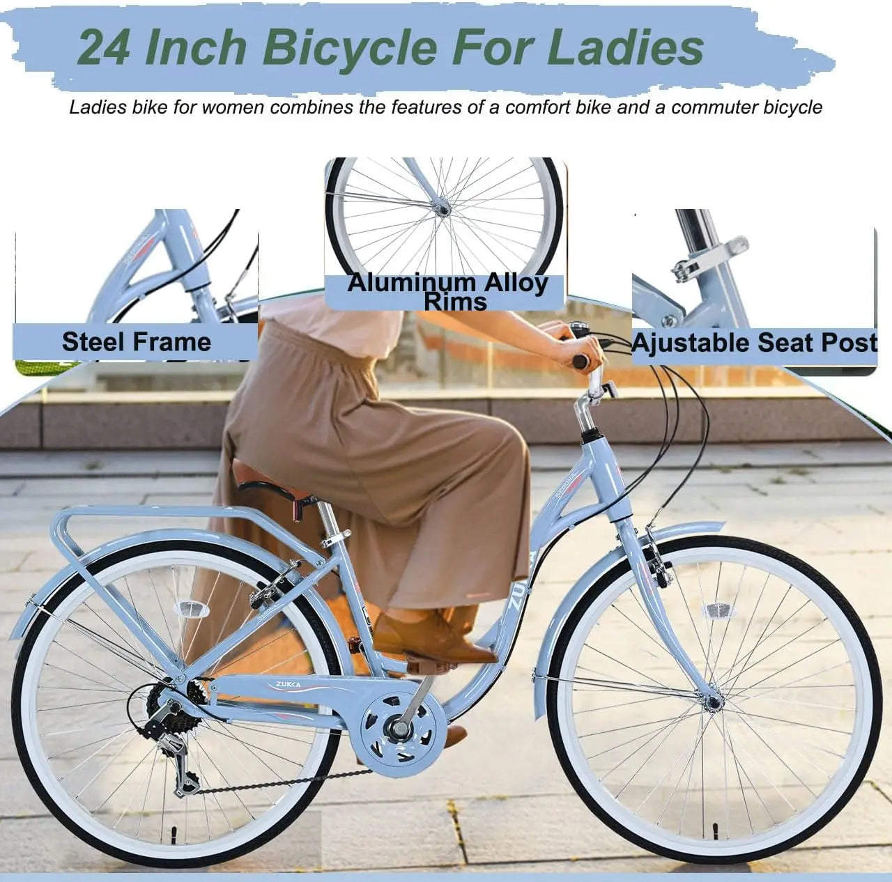 Fork Beach Cruiser Women Bike Seven Speed Dual V Brake