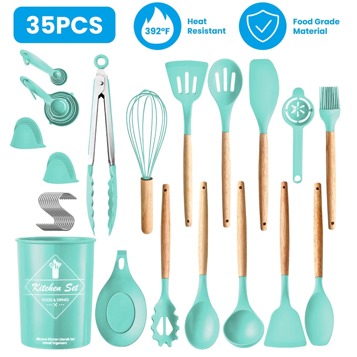 Hign-concerned 35 Piece Kitchen Utensil Set With Holder