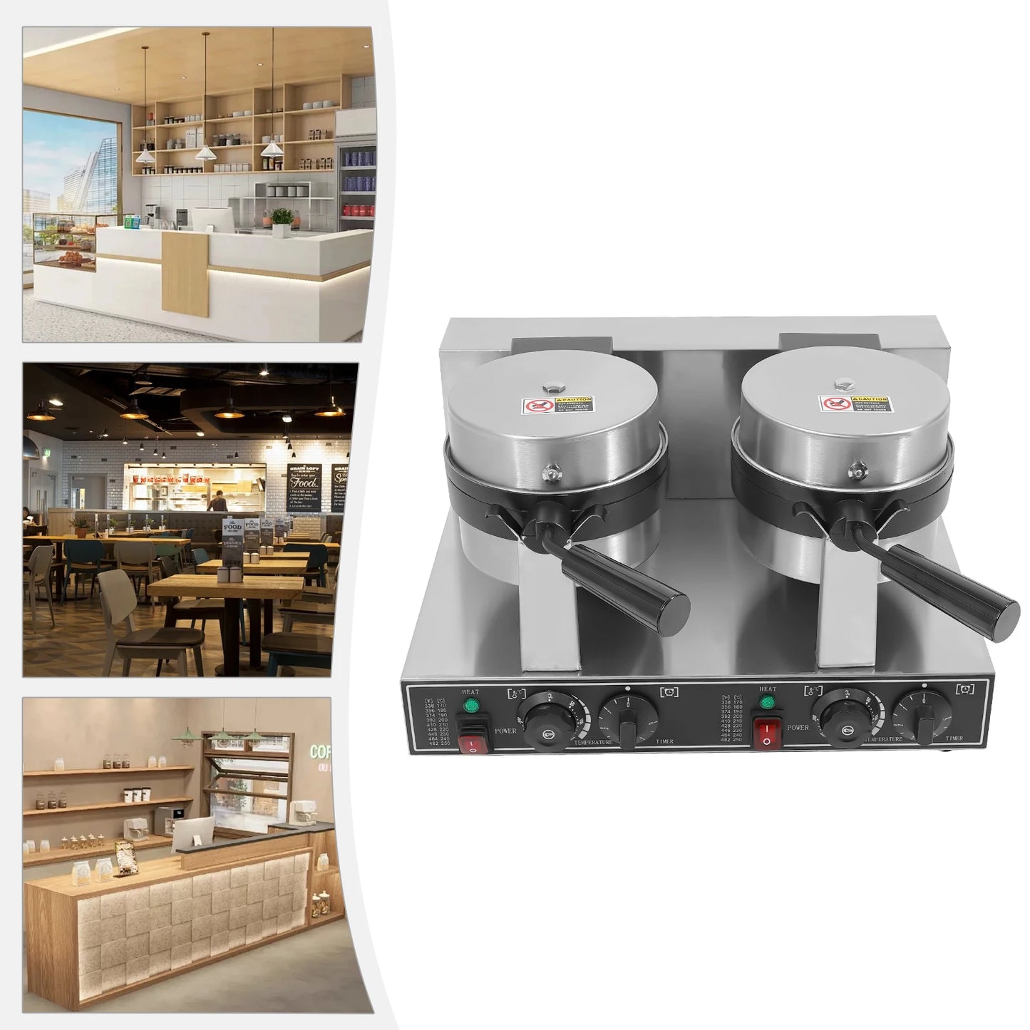 Stainless Steel Waffle Maker Double Head For Home Restaurant