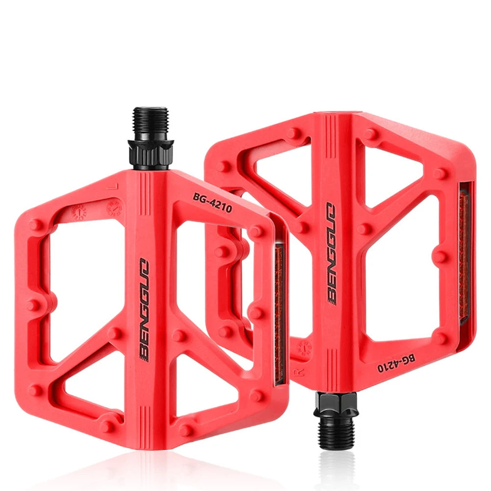 Nylon Bicycle Pedals With Reflector Dual DU Bearing
