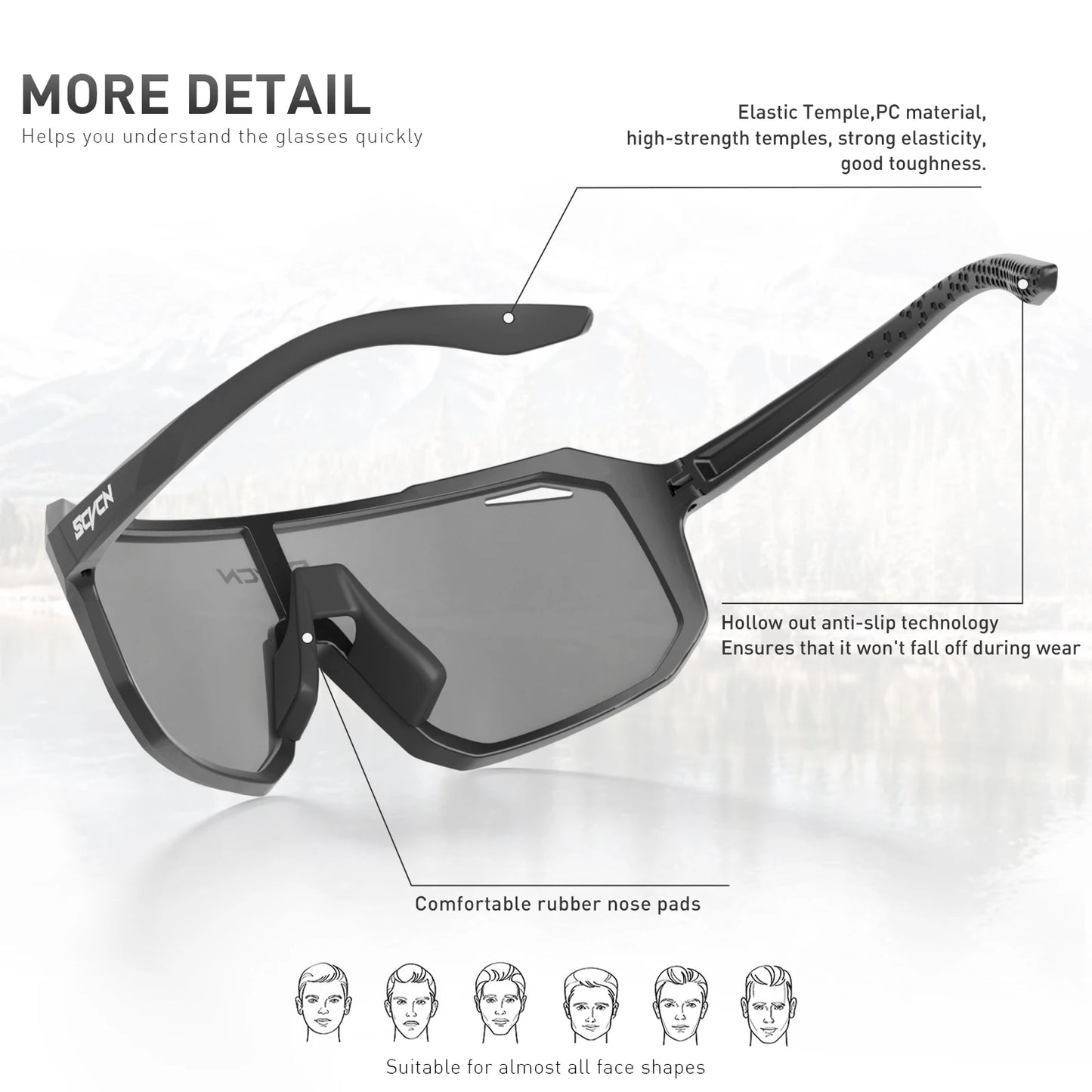 SCVCN Cycling Glasses Sunglasses For MTB BMX Men Women