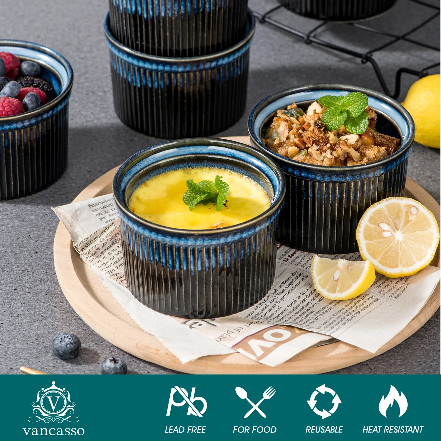 Vancasso Ceramic Ramekin Molds Heat Resistant Soufflé