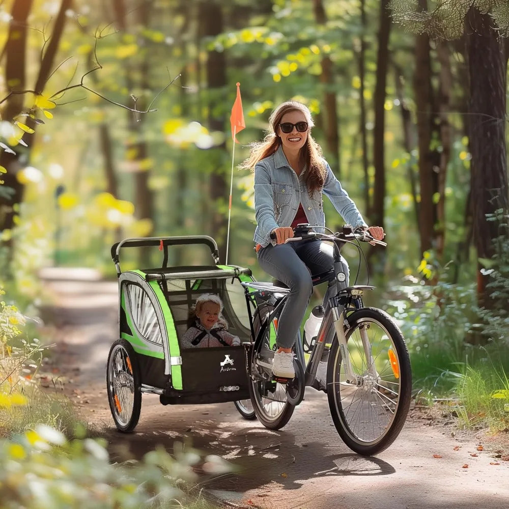 2in1 Walk Ride Child Baby Bike Trailer for Kids 2 Seater