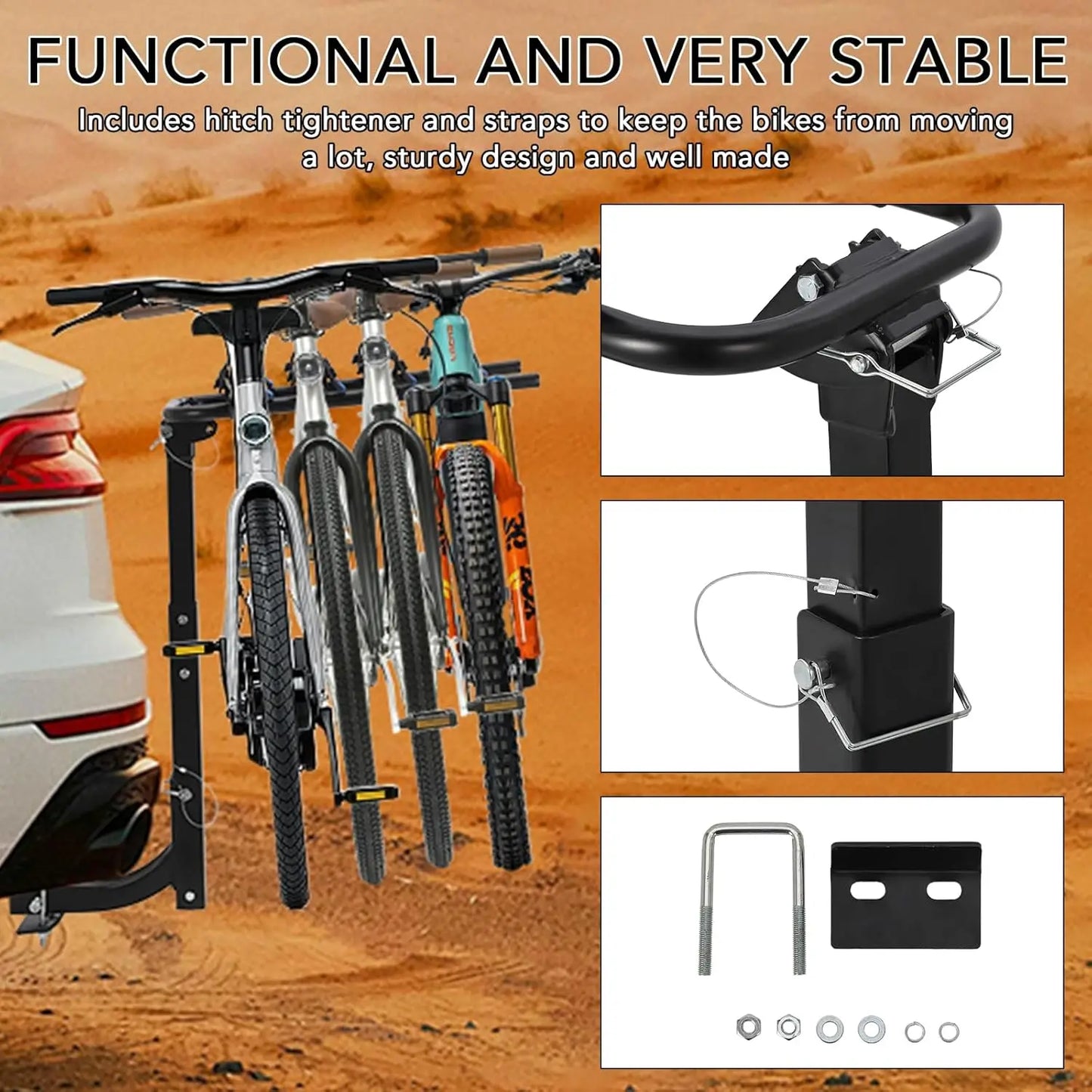 Foldable Hitch Mount Bike Rack For Cars And SUVs Durable