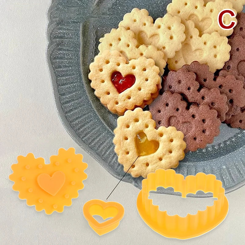 Envelope With Love Heart Shaped Cookie Cutters Stamps Flower Petal Pattern Biscuit Embosser Mould Fondant Baking Decorating Tool
