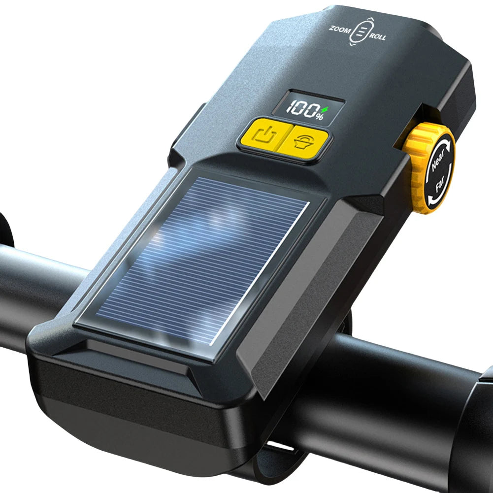 Shunmaii Solar Bicycle Headlight 4000mAh Front Lamp Display