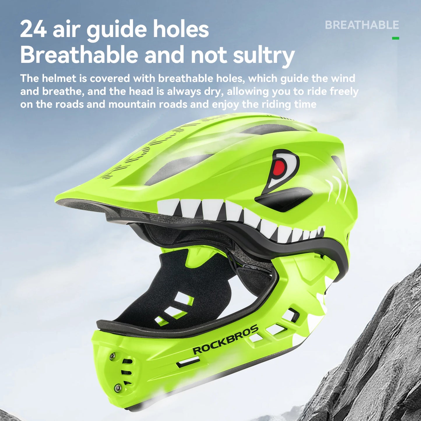 RockBros Child Cycling Helmet Detachable Full Face Safety