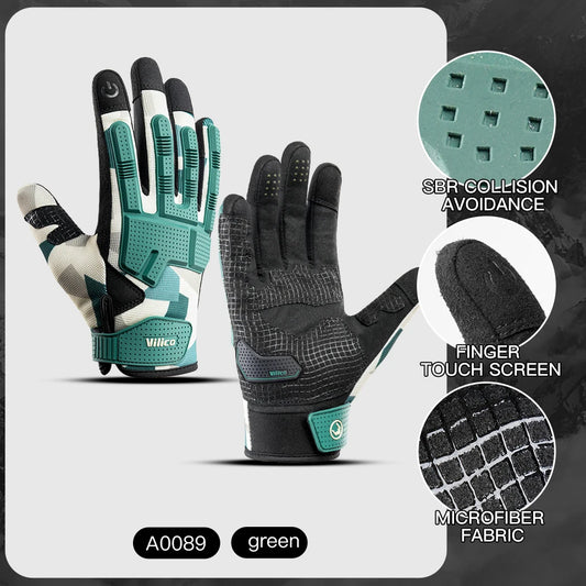 Kyncilor Mountain Bike Full Finger Gloves Touch Screen Protection