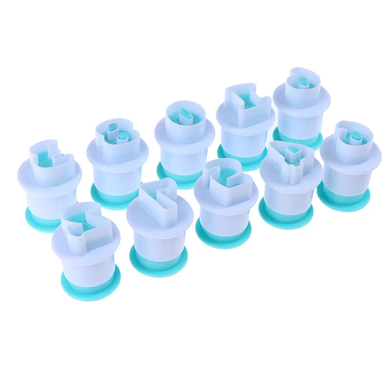 Cake Tools 10 Pcs Plunger Cookie Cutter Alphabet Numbers