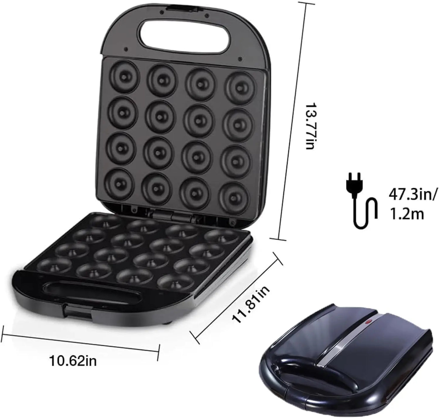 Iosn Mini Donut Maker 1400W Nonstick Pancake Cake Machine