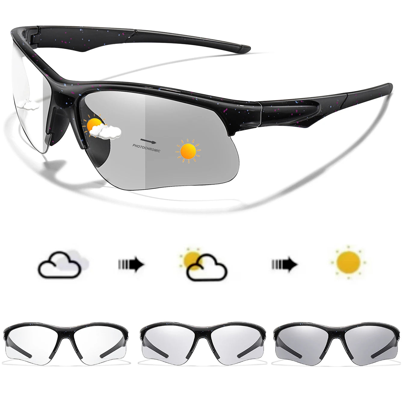 Style Photochromic Sunglasses Men Women Outdoor Mtb Bicycle Cycling Runnging Eyewear Sports Bike Windproof Goggles