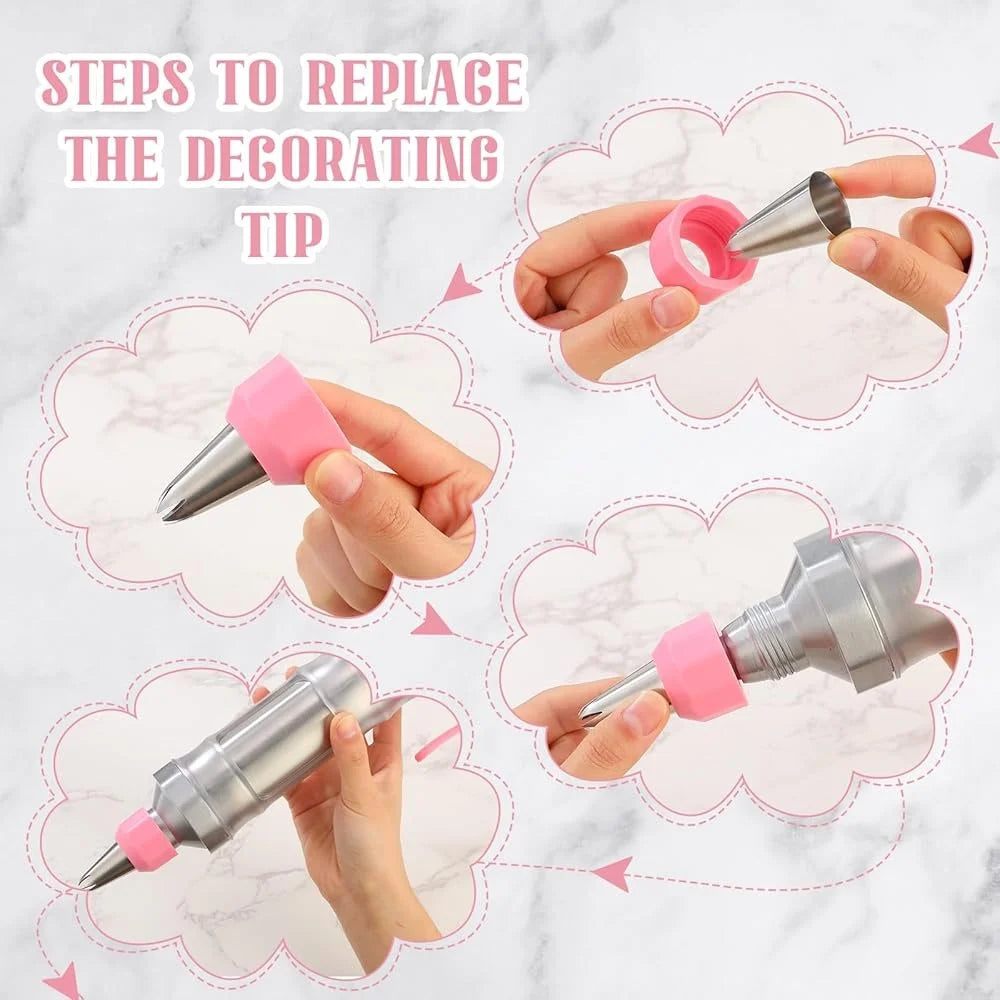 XMSJ Cake Decorating Syringe Set 3 Guns 6 Nozzles Scrapers