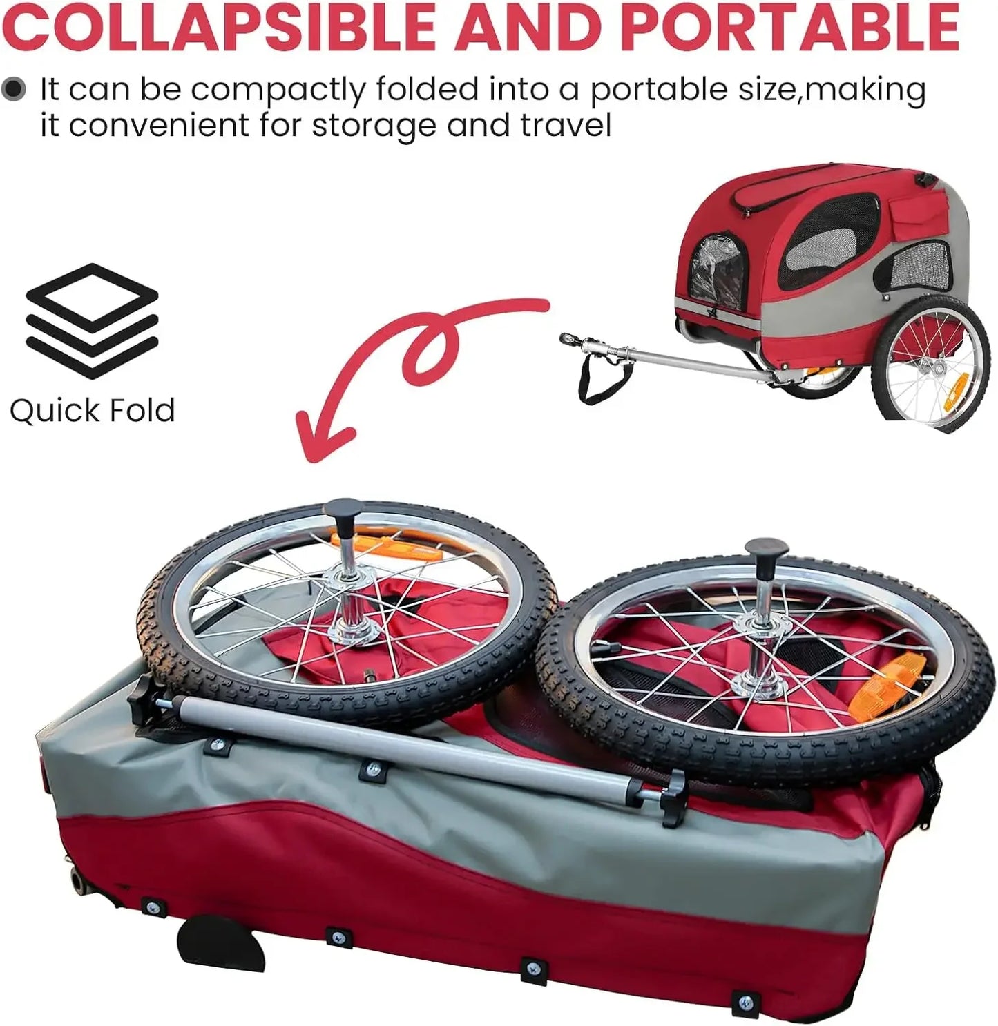 XMSJ Dog Bike Trailer Foldable Quick Release for Pets