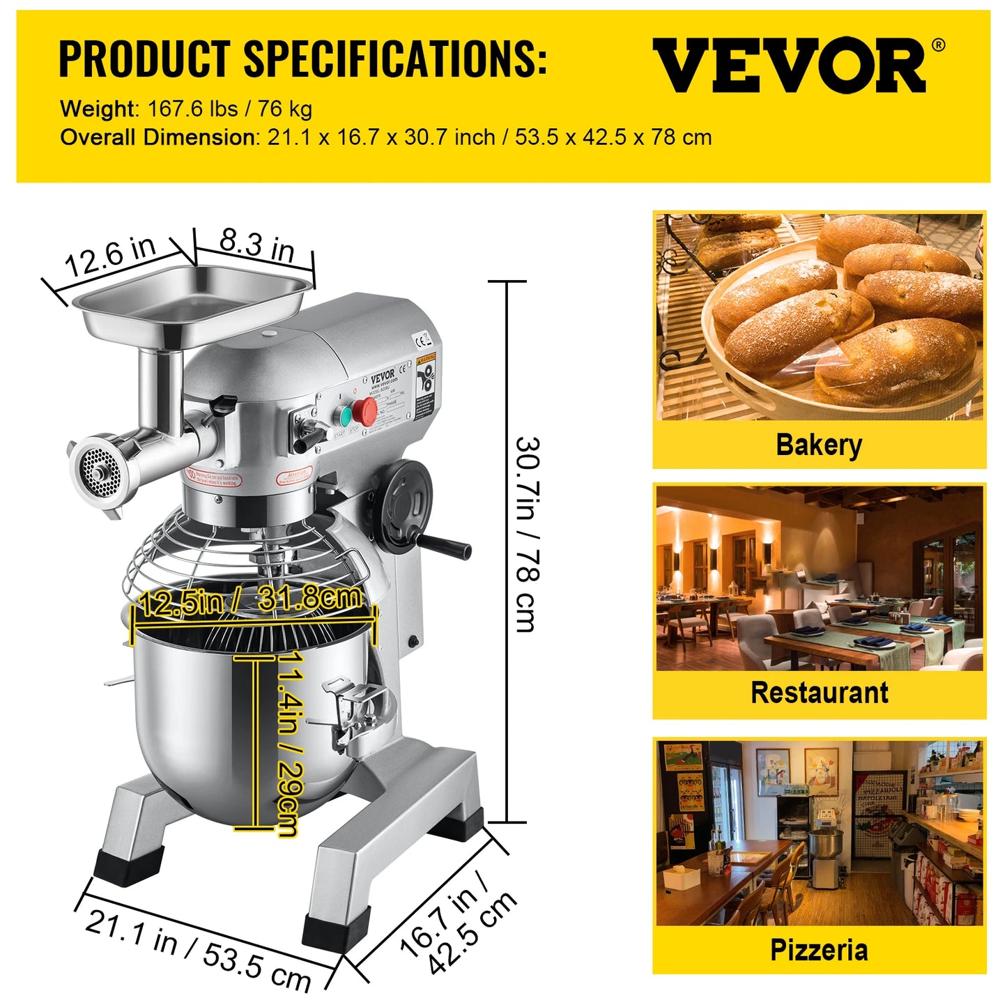 VEVOR Commercial Electric Stand Mixer For Dough Kneading