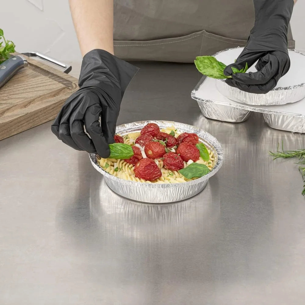 Heavy Duty Aluminum Foil Pans 24 Ounce Round Baking Trays 100 Pack Disposable Oven Safe Food Containers Ideal Leftovers