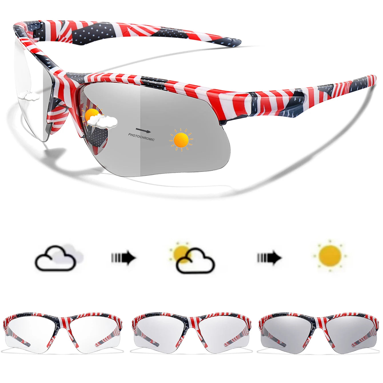 Style Photochromic Sunglasses Men Women Outdoor Mtb Bicycle Cycling Runnging Eyewear Sports Bike Windproof Goggles