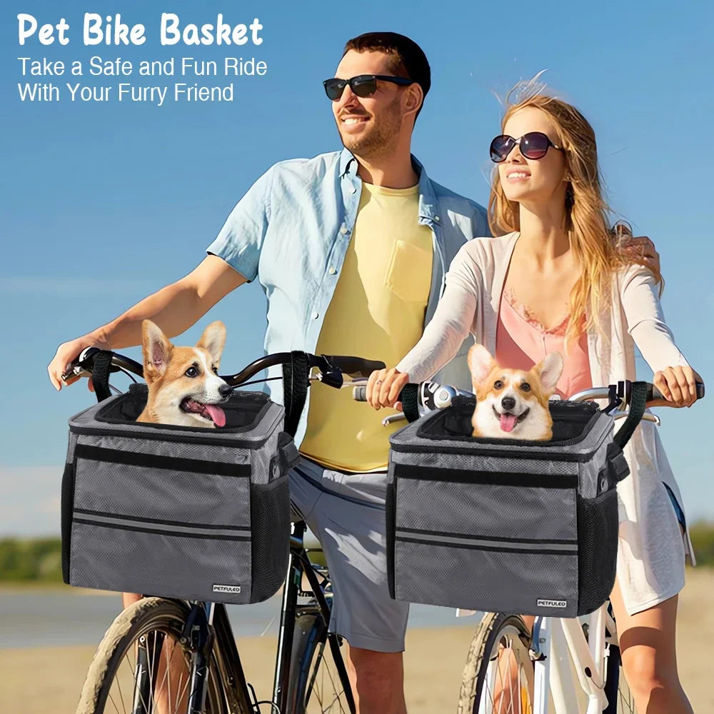 Fuled Dog Cat Bike Basket Expandable Soft Sided Carrier