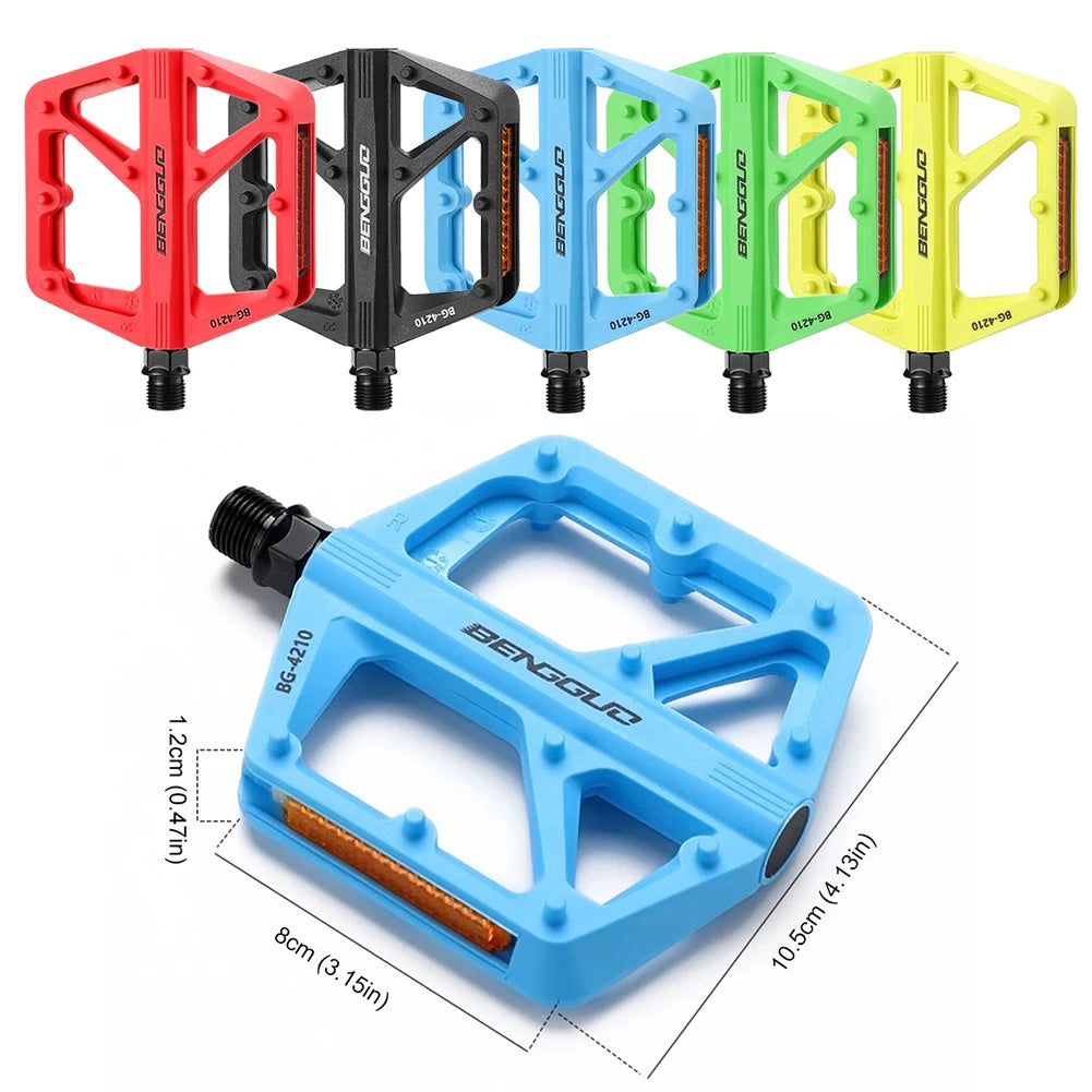 Nylon Bicycle Pedals With Reflector Dual DU Bearing