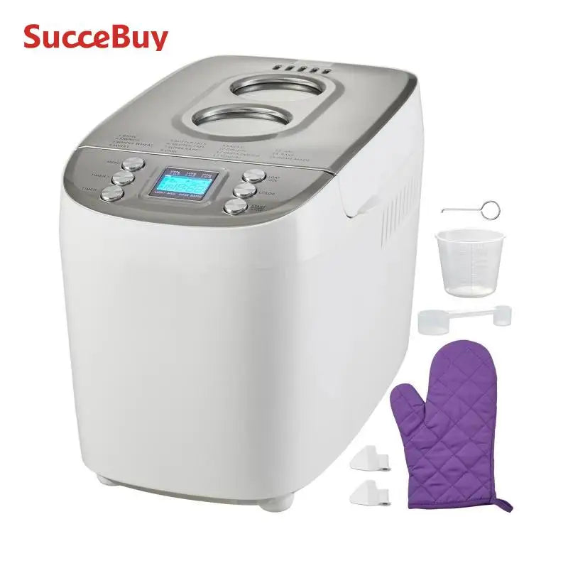 SucceBuy 3 LB Bread Maker 15-in-1 Dough Machine Nonstick Ceramic Pan Automatic Bread maker with Gluten Free Setting