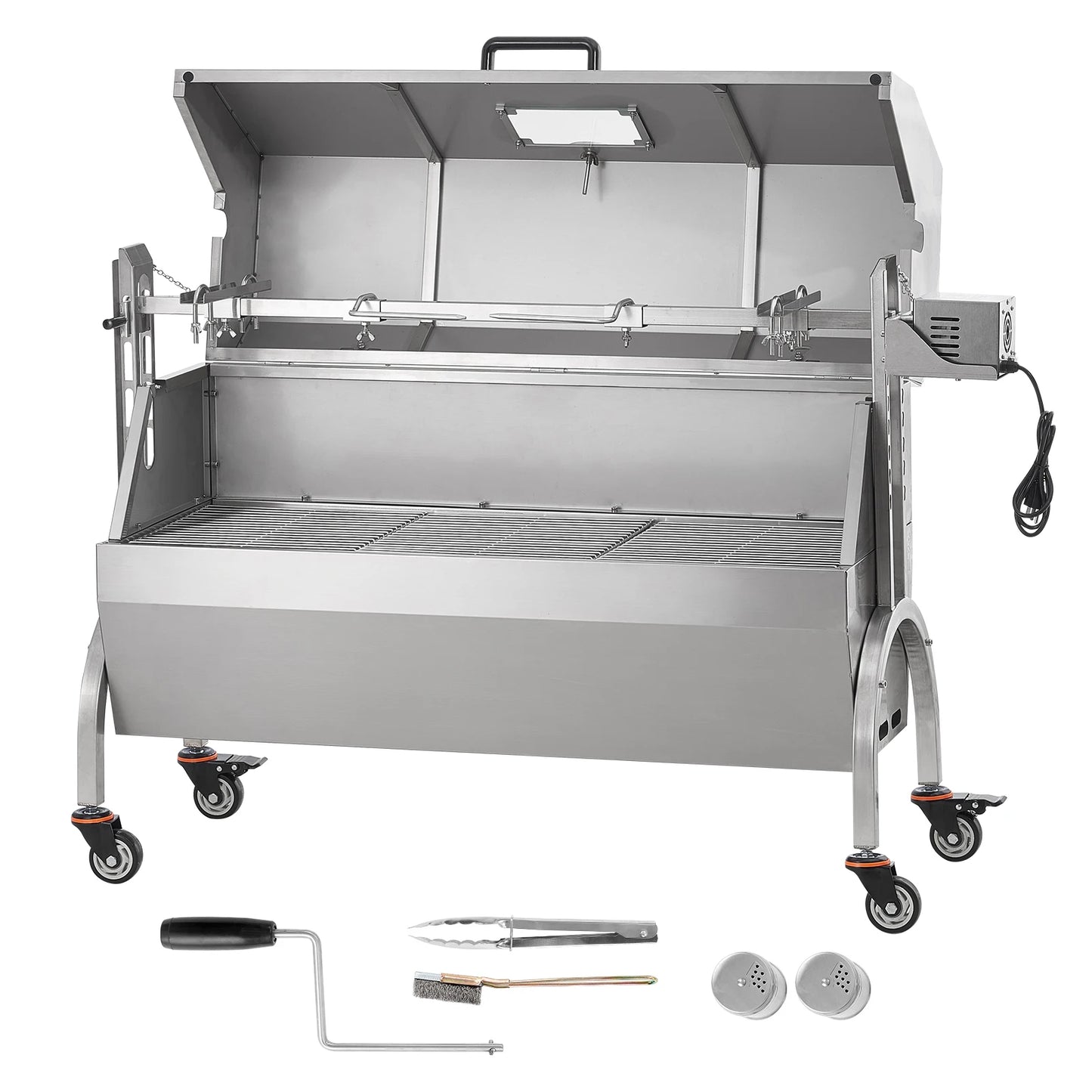SucceBuy Rotisserie Grill With Hooded Cover Roaster