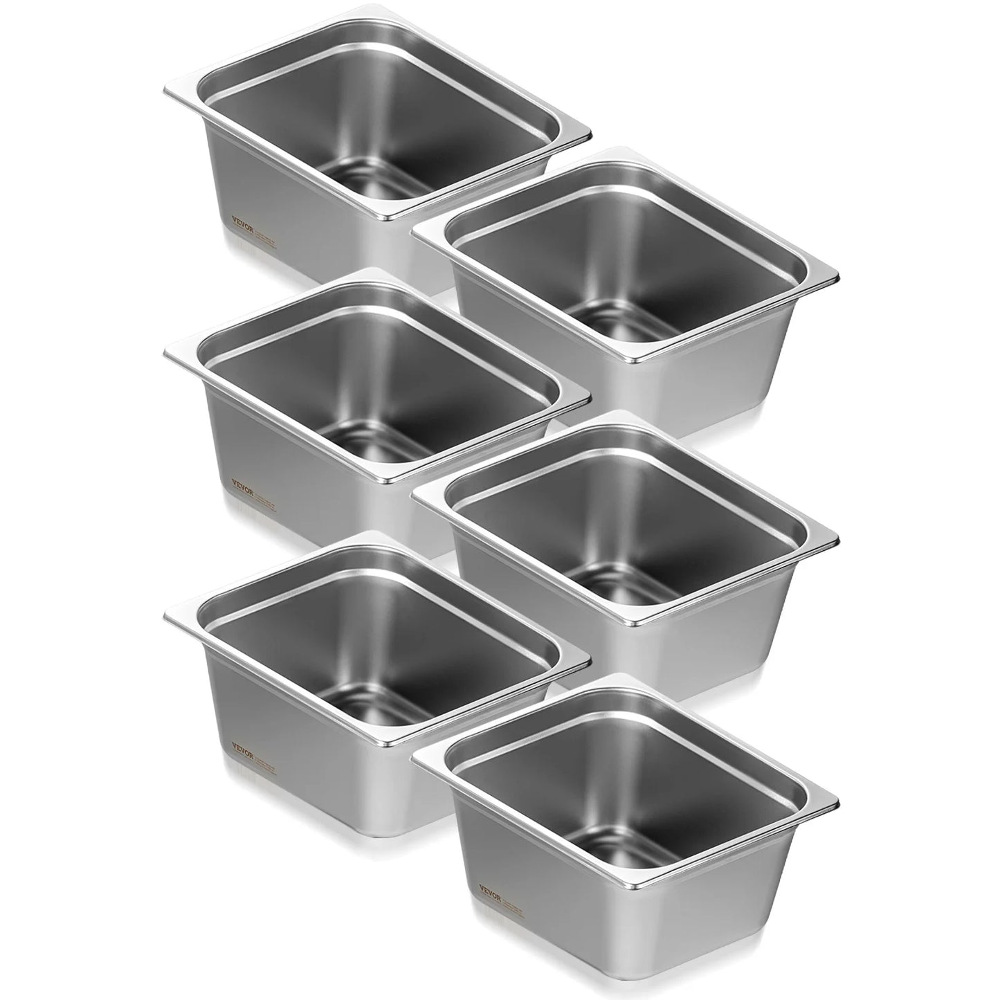 SucceBuy 4" 6" Deep Steam Table Pan 1/2 Size Hotel Pans for chafing 201 Stainless Steel Food Container for Party BBQ Baking