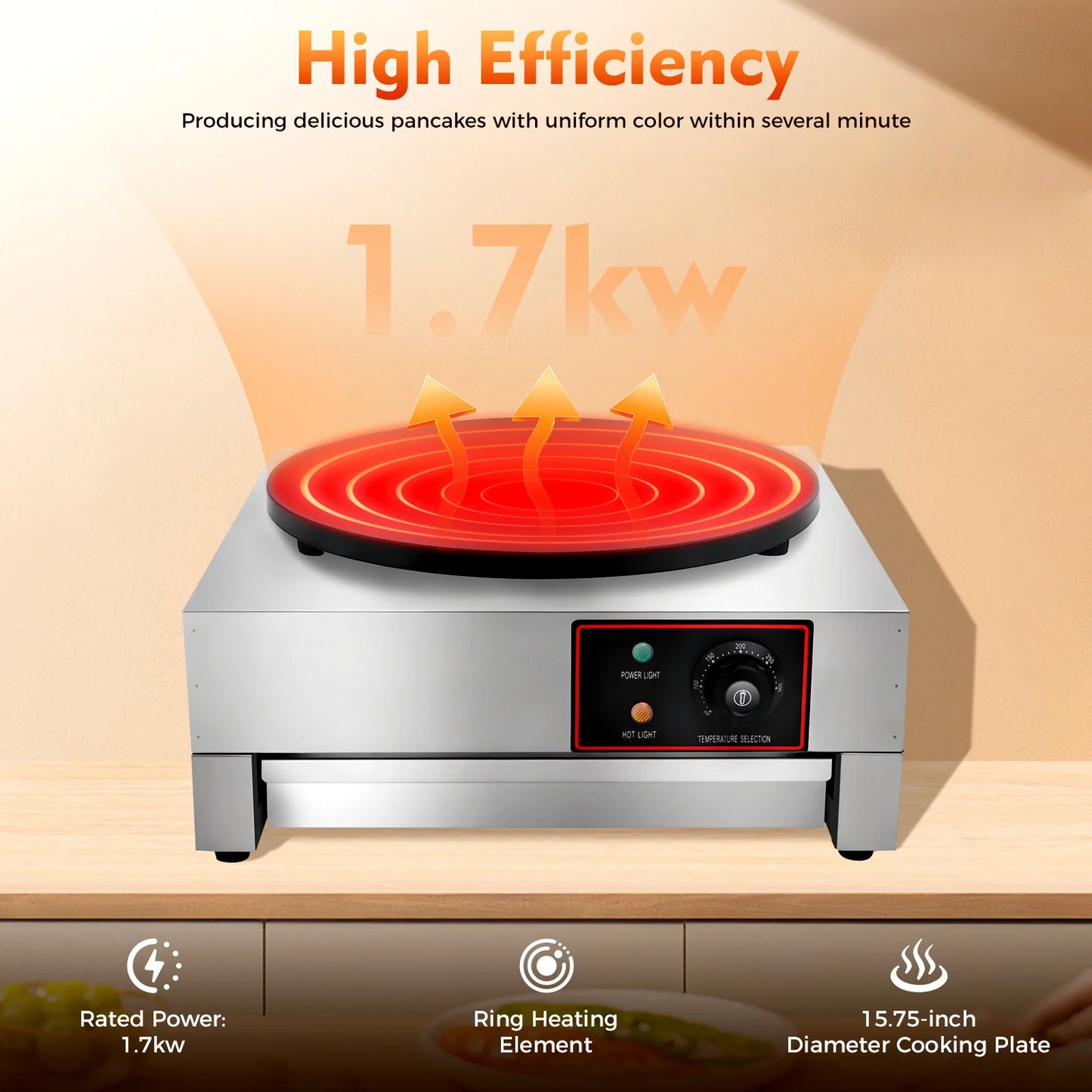 Sweetmile Electric Crepe Pan Maker With Non Stick Coating
