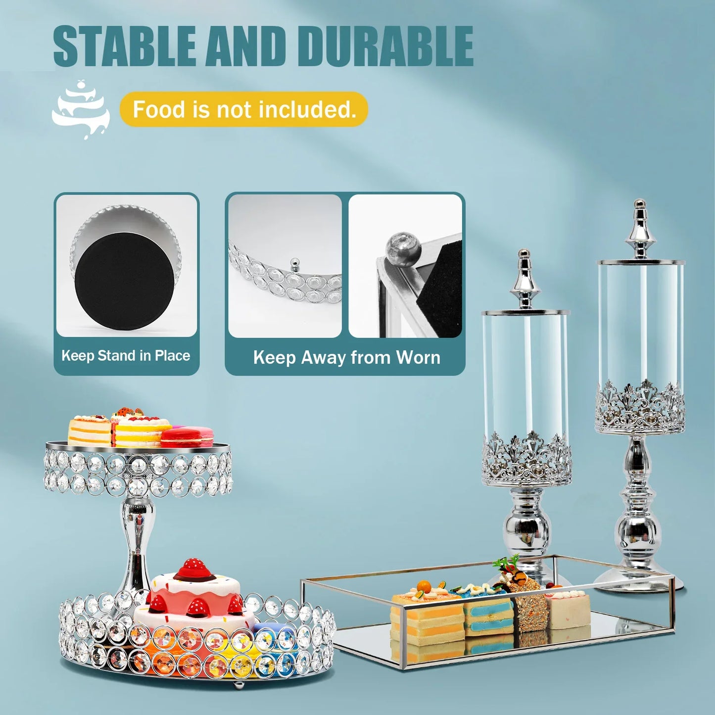 Cake Tools Crystal Metal Cake Stand Set For Wedding Display