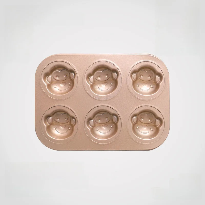Others Cartoon Nonstick 6 Cavities Baking Mold for Oven Use