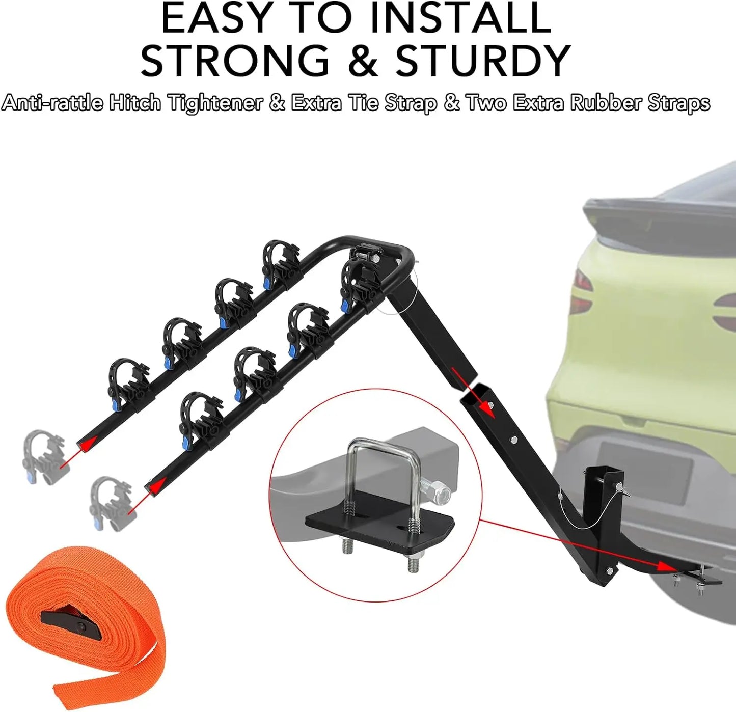 Foldable Hitch Mount Bike Rack For Cars And SUVs Durable