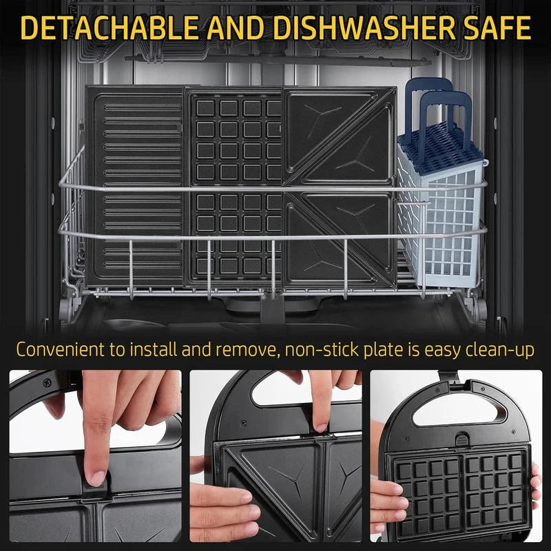 OIMG 3 In 1 Sandwich Maker Panini Press Waffle Iron