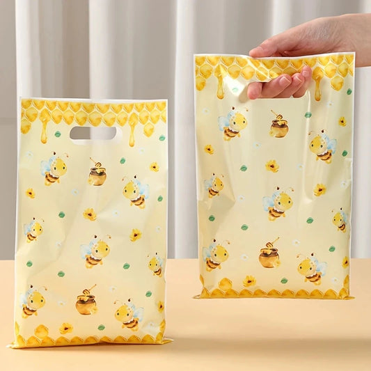 10pcs Bee Candy Handbags Little Bee Theme Party Cookie Biscuit Packaging Box Baby Shower Bee Gift Bag Birthday Party Decor