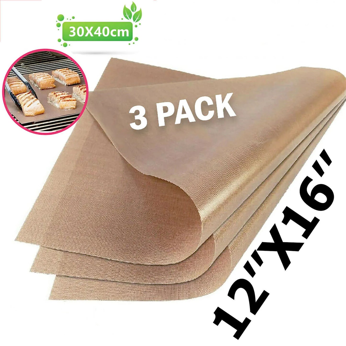 Set Of 3 Reusable Heat Resistant Baking Mats Nonstick