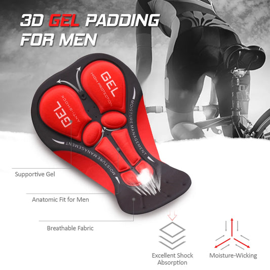 Mens Cycling Shorts 3D Gel Pad Breathable Non Slip Comfort