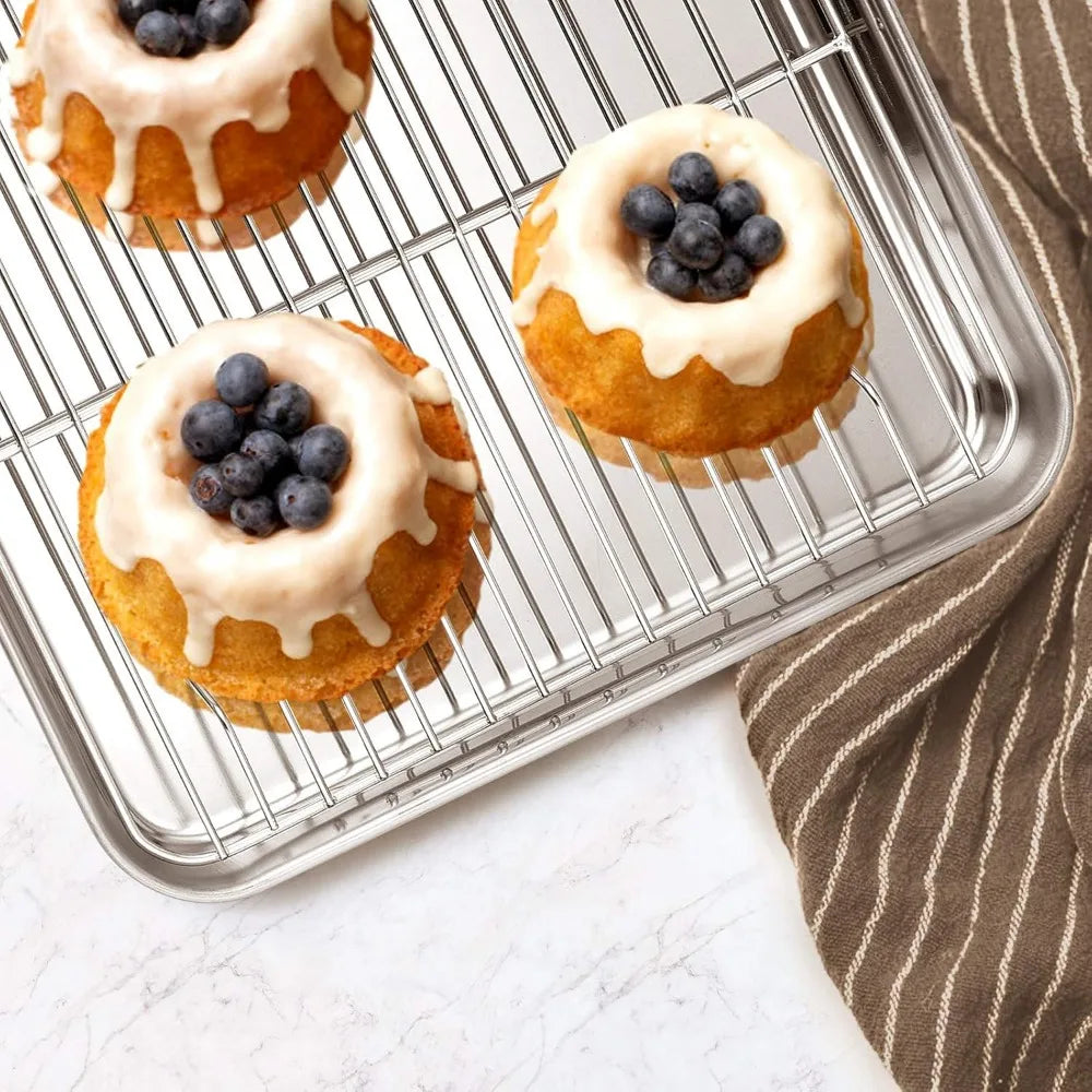 E-Far Stainless Steel Bakeware Set 9 Piece Round Square