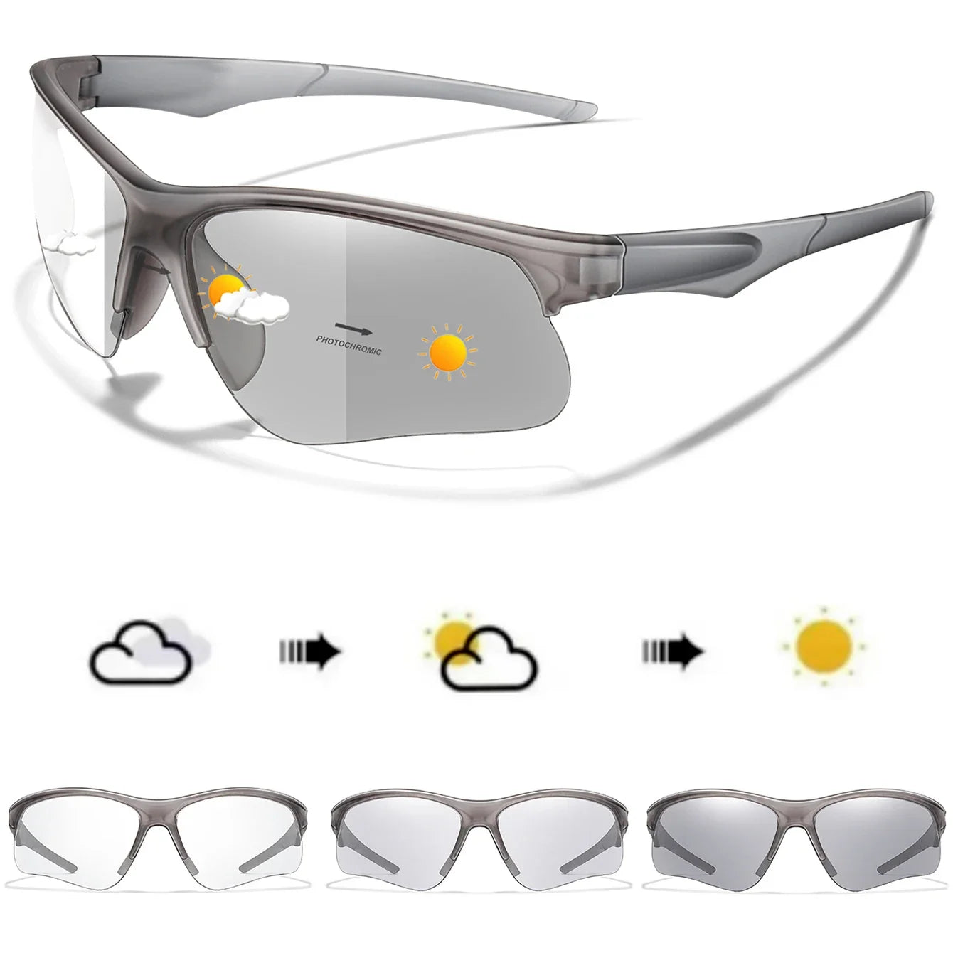 Style Photochromic Sunglasses Men Women Outdoor Mtb Bicycle Cycling Runnging Eyewear Sports Bike Windproof Goggles