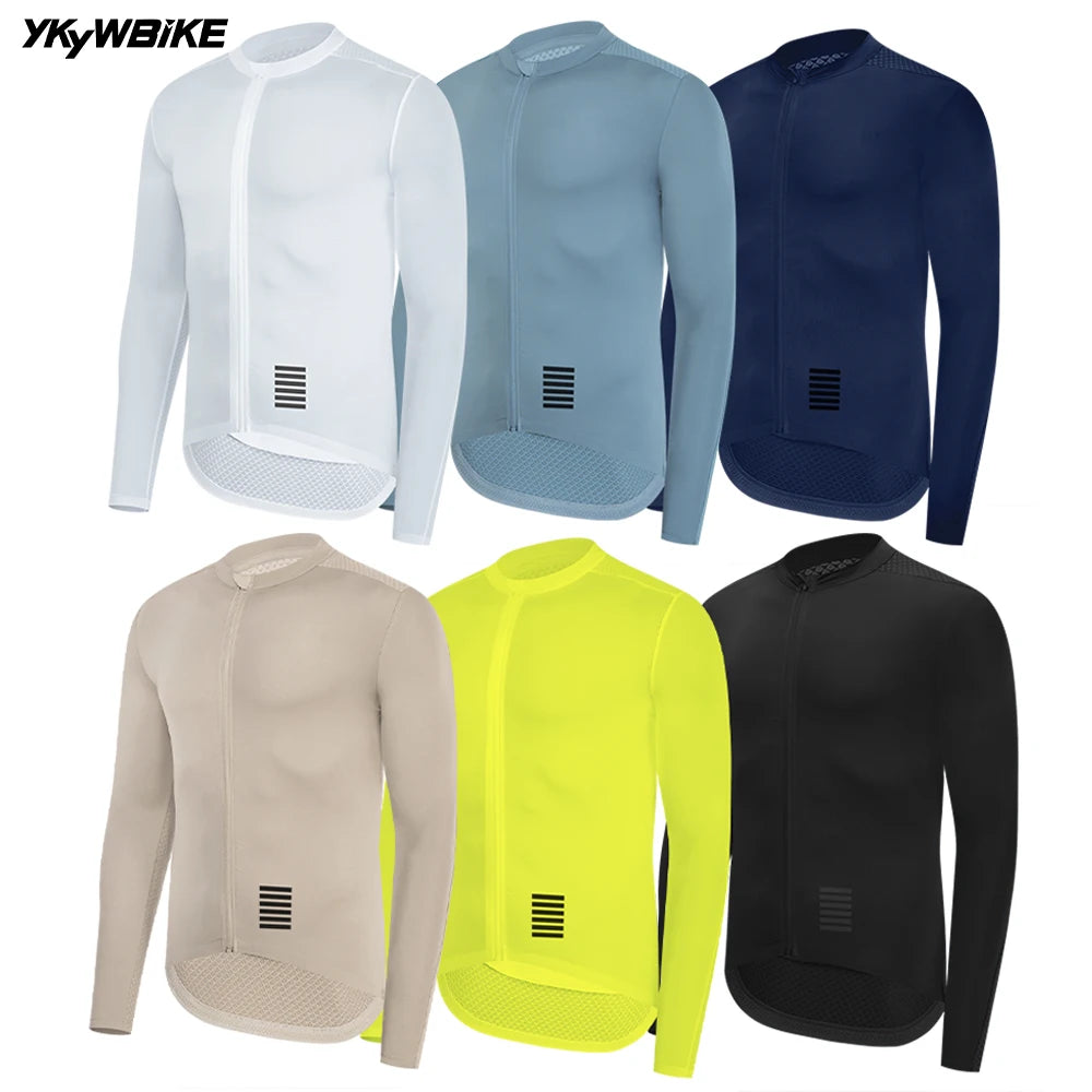 YKYWBIKE Mens Long Sleeve Cycling Jersey Pro Team Jersey