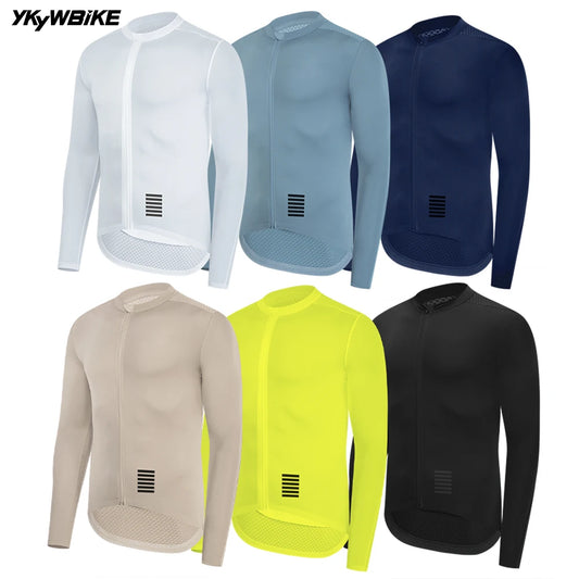 YKYWBIKE Mens Long Sleeve Cycling Jersey Pro Team Jersey