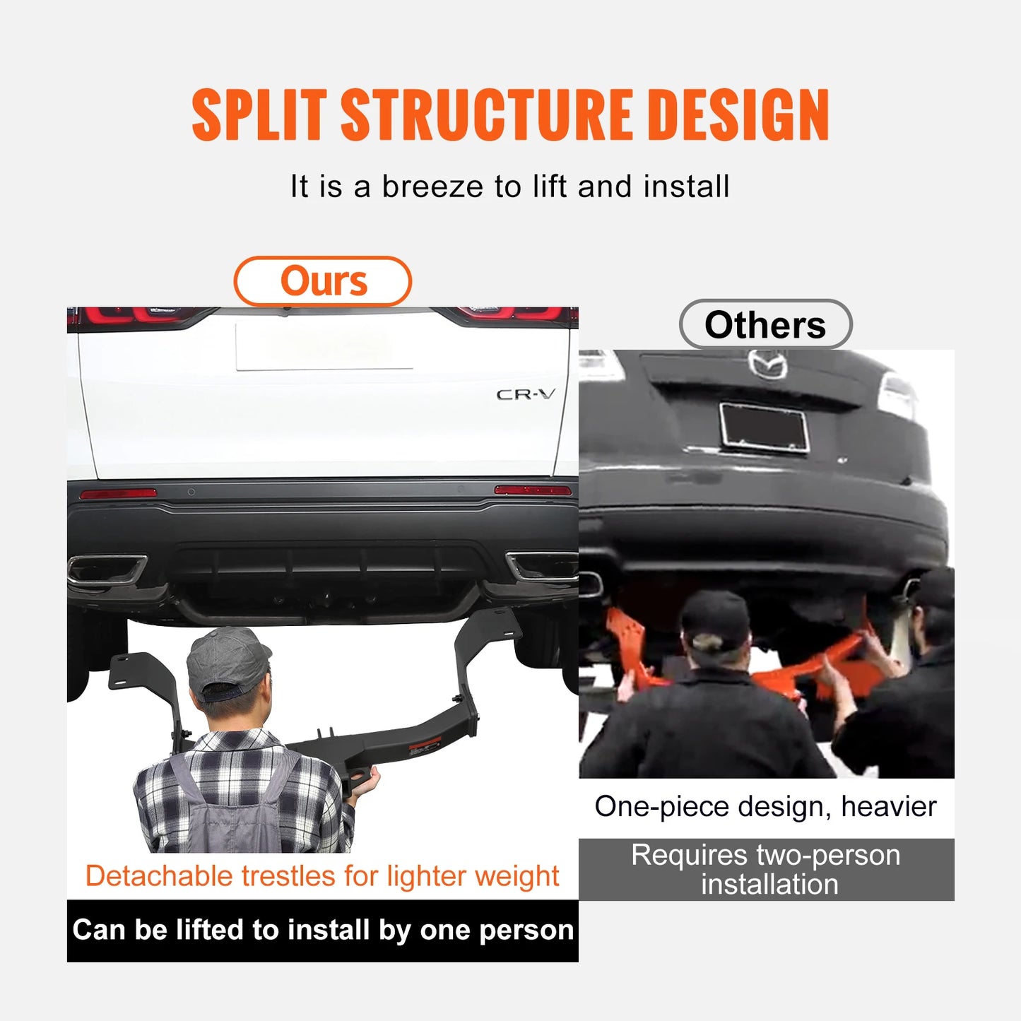 SucceBuy Class 3 Trailer Hitch Steel Tube Frame Tow Hook