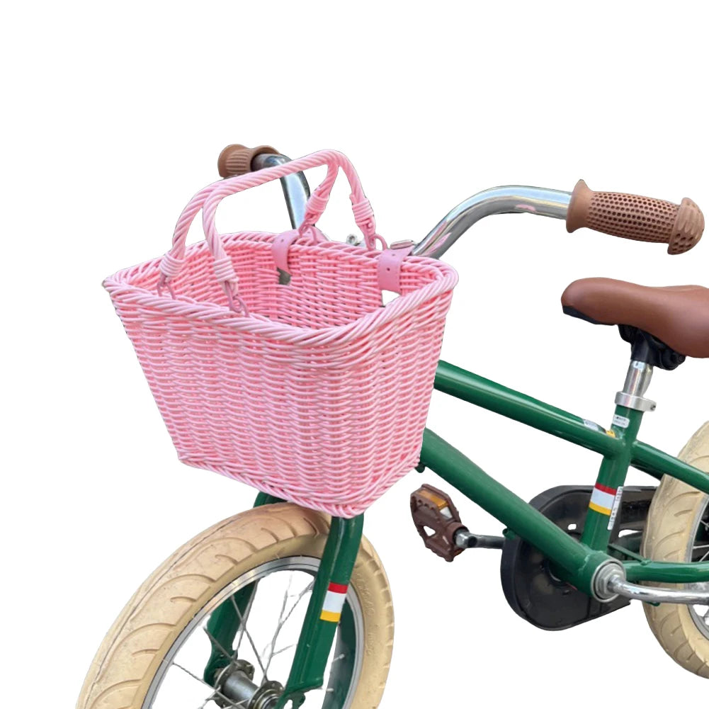 MOJOYCE Cute Square Bicycle Basket With Leather Straps