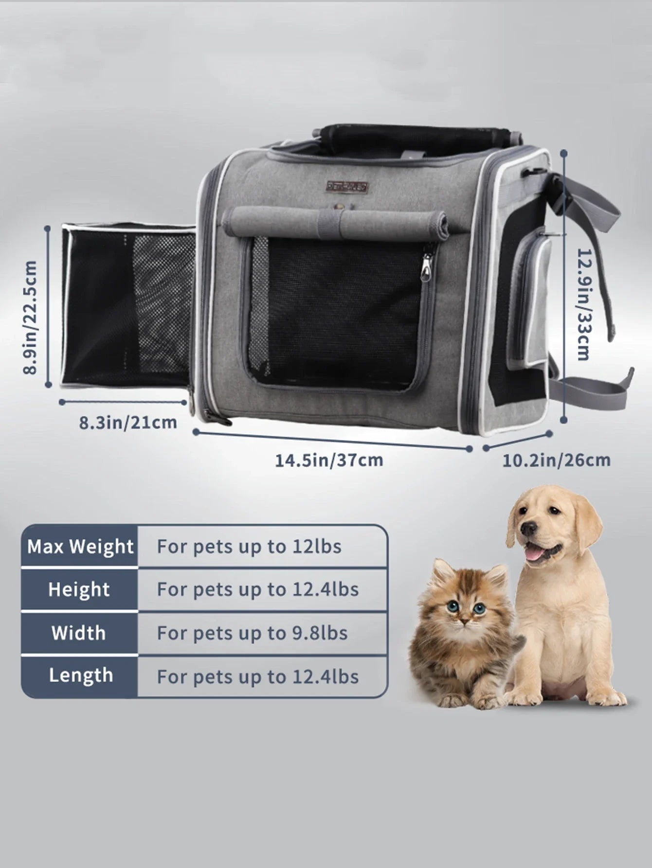 Fuled Dog Cat Bike Basket Expandable Soft Sided Carrier
