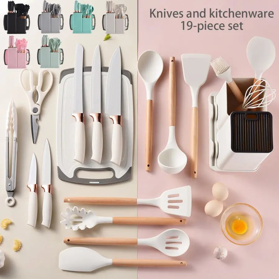 Hign Concerned Silicone Kitchenware Set 19pcs Utensils