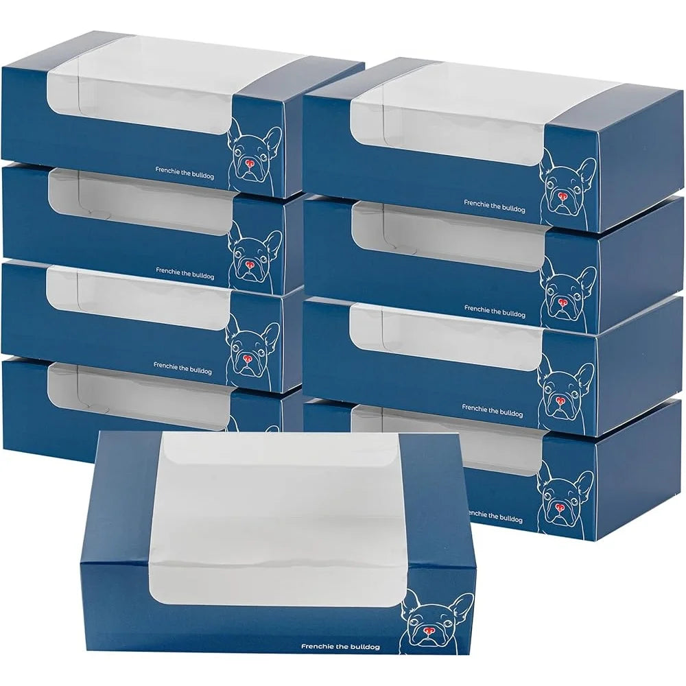 100 Disposable Pastry Boxes with Clear Window Easy Assembly Frenchie Paper Cookie Boxes Baked Goods Bakery Packaging