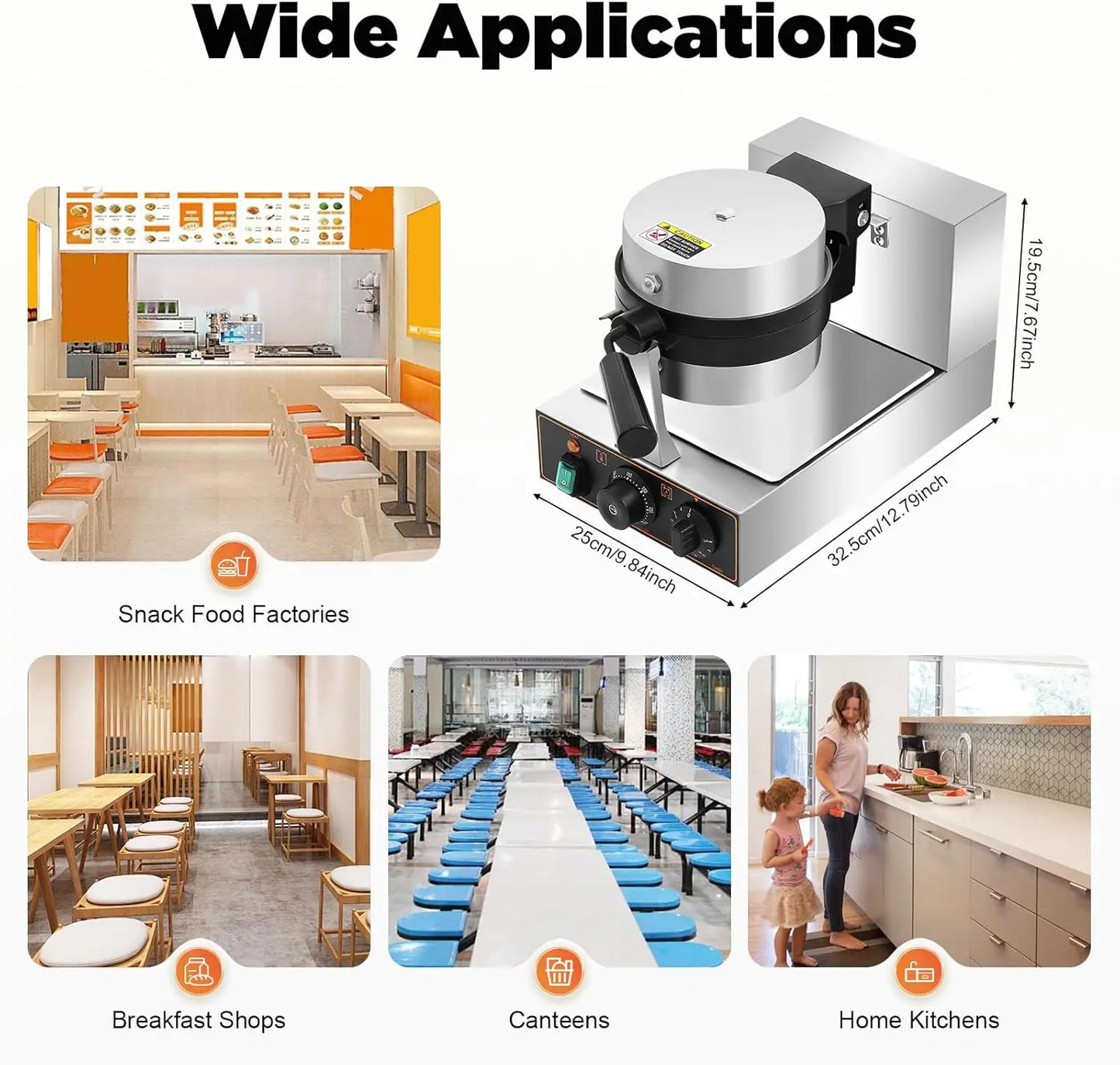 1000W Electric Burger Waffle Maker,Non-Stick Pans Hamburger Panini Press Baking Machine Sandwich Burger Press Breakfast & Ice Cr