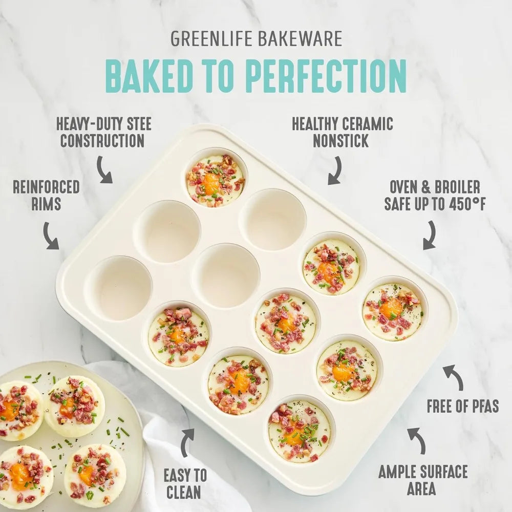 Ceramic Nonstick Bakeware Set PFAS Free Dishwasher Safe