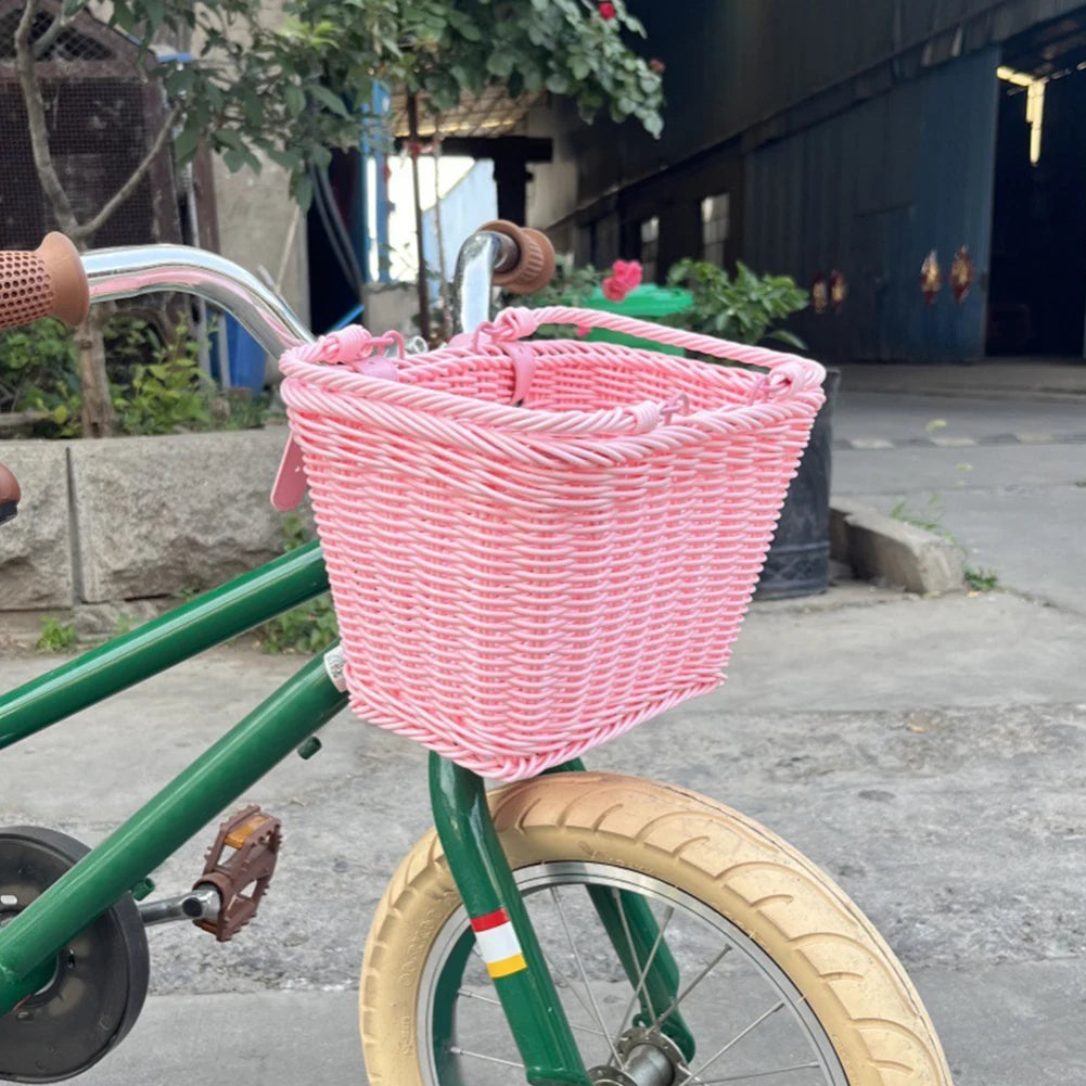 MOJOYCE Cute Square Bicycle Basket With Leather Straps