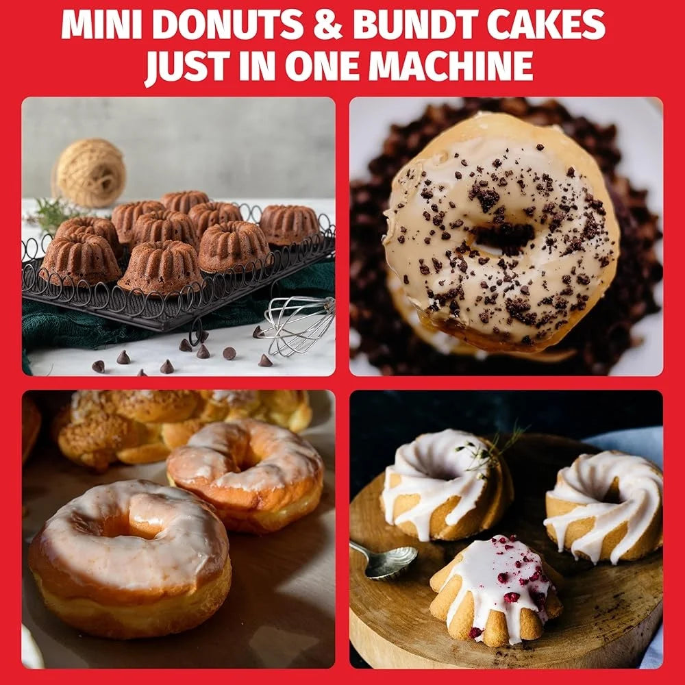 Mini Donut Maker Machine Electric Bundt Pan Bake 6 Doughnuts PFOA-Free Non-Stick Lightweight Breakfast Snack Dessert Tool