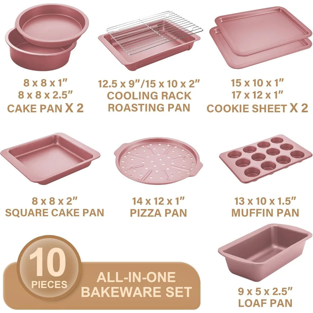10 Piece Nonstick Bakeware Set With Enhanced Grips And Pans