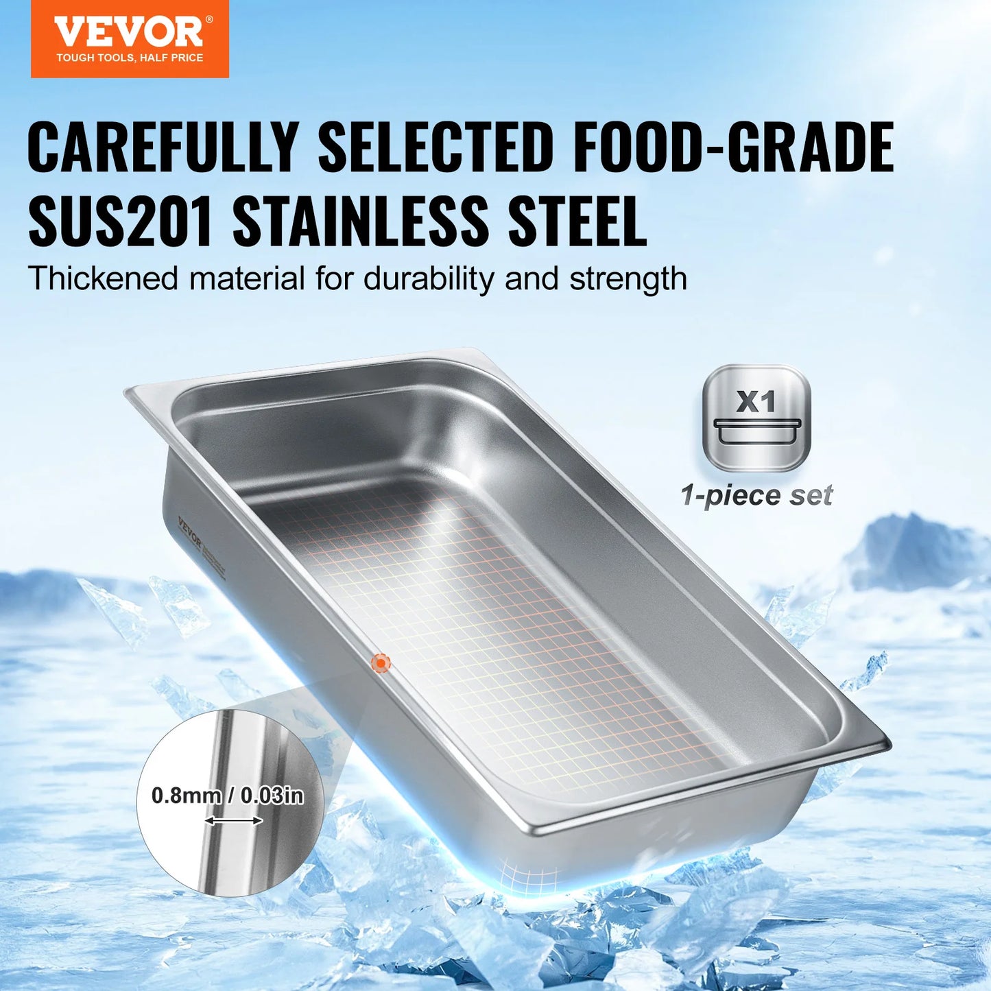 SucceBuy 4 inch Buffet Chafing Dishes Gastronorm Pans Steam Table Pans Tray Stainless Steel Food Container for Party BBQ Baking